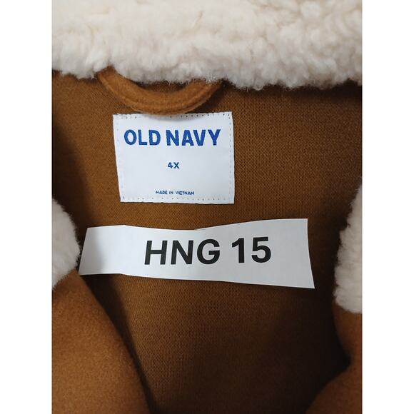 Old Navy Coat Plus Size 4X Rust Brown Wool Sherpa Collar Preppy Equestrian Boho - Picture 13 of 13